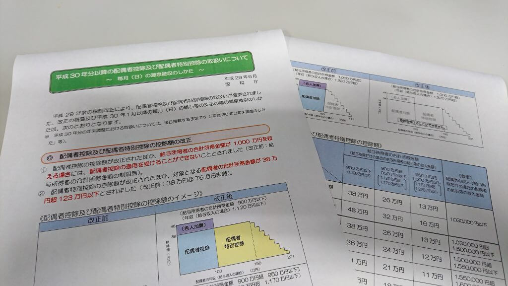 配偶者控除・配偶者特別控除改正